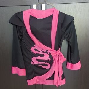 Girls Pink Dragon Ninja Costume With Hood Size 4-6 NWT